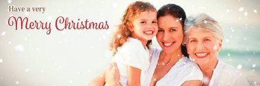 Noel kartı neşeli aile portresi karşı