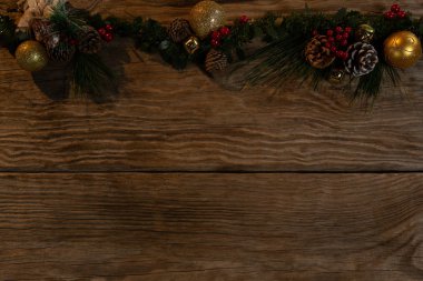 kopya alanı rustik Noel dekorasyonları ahşap zemin ile