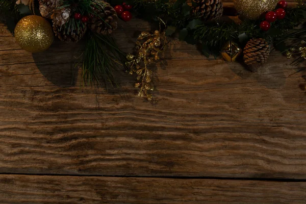 Másolja Hely Val Rusztikus Karácsonyi Dísz Egy Fából Készült Háttér — Stock Fotó