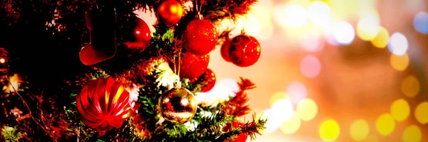 Composite Image Table Christmas Balls Pine — Stock Photo, Image