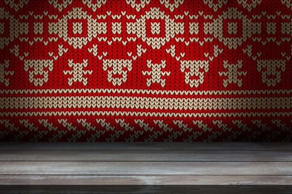 Surface Wooden Plank Red Seamless Knitted Pattern — Stock Photo, Image