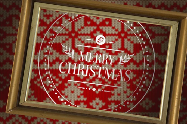 Nápis Logo Říká Veselé Vánoce Proti Červené Vzor Bezešvé Pletené — Stock fotografie