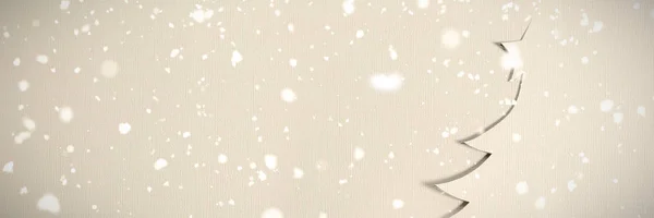 Nieve Cayendo Contra Decoración Blanca Del Árbol Navidad — Foto de Stock