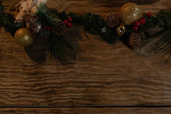 Másol Hely Rusztikus Karácsonyi Girland — Stock Fotó