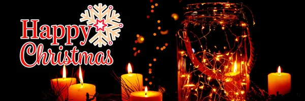 Різдвяна Листівка Проти Маленької Електричної Гірлянди Скляній Банці — стокове фото