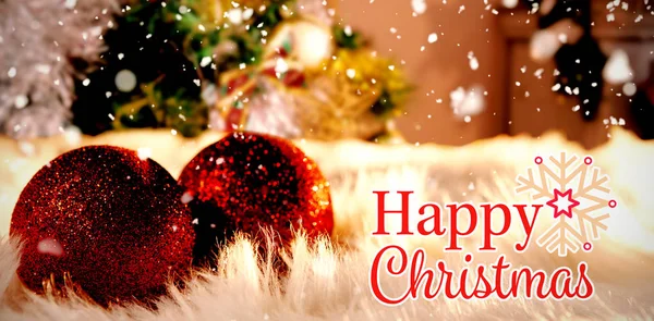 Cartão Natal Contra Decorações Árvore Natal — Fotografia de Stock