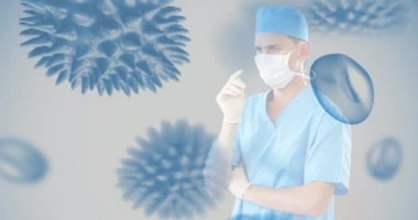 Bir bakteri hücreleri 4 k karşı görünmez bir ekran dokunarak Doktor dijital bileşik video