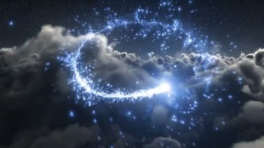 Büyülü glitter iz üzerinde kopya alanı ile gökyüzü