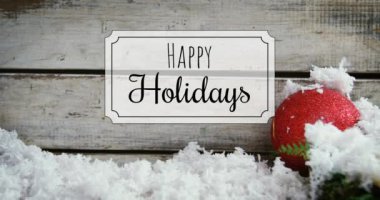Happy Holidays metin ve Noel süsleri 4k dijital olarak oluşturulan video
