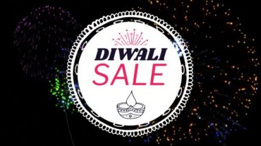 Dijital olarak Diwali Satılık işareti havai fişek karşı oluşturulan