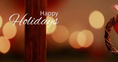 Happy Holidays metin ve Noel süsleri 4k dijital olarak oluşturulan video