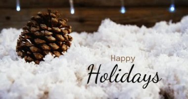 Happy Holidays metin ve Noel süsleri 4k dijital olarak oluşturulan video