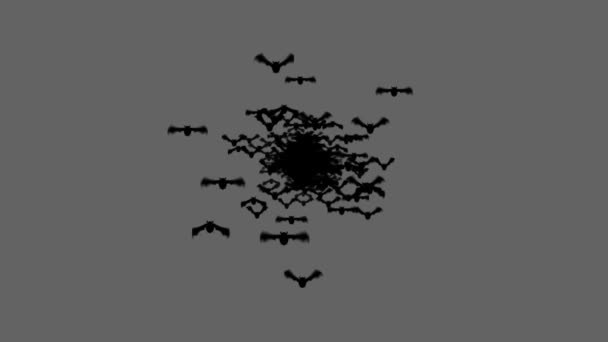 可怕的蝙蝠动画万圣节的灰色背景 — 图库视频影像