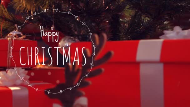 Generato Digitalmente Felice Natale Contro Albero Natale Regali — Video Stock