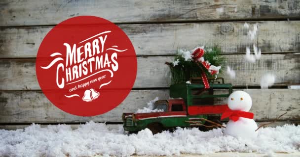 Digitálisan Létrehozott Videó Merry Christmas Szöveg Karácsonyi Dekoráció Ellen — Stock videók