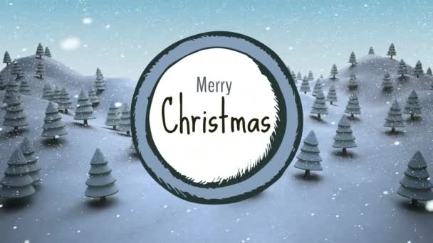 Digital Erstelltes Video Von Frohem Weihnachtstext Und Schneefall Winter — Stockvideo