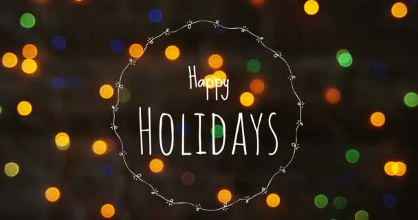 Vídeo Generado Digitalmente Texto Felices Fiestas Luces Hadas — Vídeos de Stock