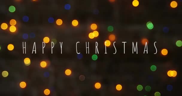 Videoclip Generat Digital Crăciun Fericit Text Lumini Zână — Videoclip de stoc