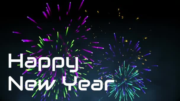 Digitales Video Von Feuerwerk Gegen Neujahrsschild — Stockvideo