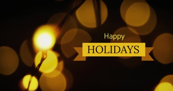 Digitalt Genererade Video Happy Holidays Text Och Lampor — Stockvideo