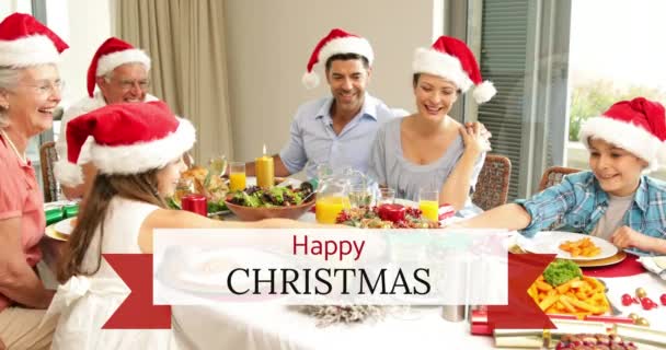 Video Generati Digitalmente Testo Buon Natale Famiglia Multi Generazione Con — Video Stock