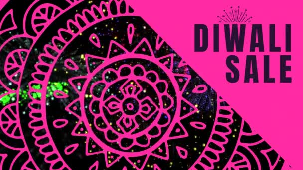 Digitálně Generované Video Diwali Prodej Textu Proti Ohňostroj — Stock video