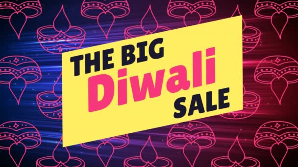 Digitálně Vygenerovaných Diwali Prodej Znamení Proti Lampu Diwali — Stock video