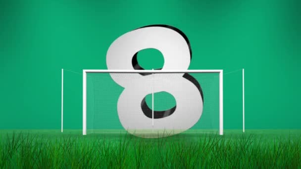 Digitally Generated Video Countdown Goal Post Grass Green Background — Stock Video