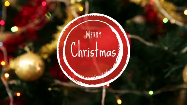 Digitaal Gegenereerd Van Merry Christmas Tegen Kerstdecoratie — Stockvideo