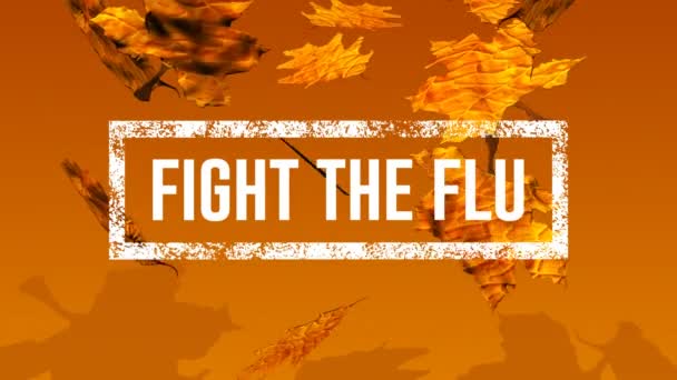 Digitálně Generované Video Boj Flue Textu Podzimní Listí Padá — Stock video