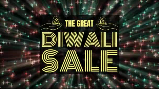 Digitaal Gegenereerde Video Van Grote Verkoop Van Diwali Tekst Tegen — Stockvideo