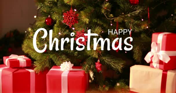 Digitally Generated Video Happy Christmas Text Christmas Decoration — Stock Video