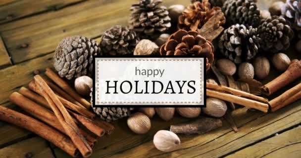 Digitally Generated Video Happy Holidays Text Various Ingredients — Stock Video