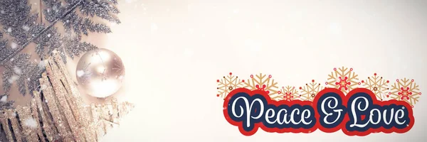 Ειρήνη Και Αγάπη Κείμενο Ξύλινα Φόντο Αστέρια Διακόσμηση Χριστουγέννων — Φωτογραφία Αρχείου