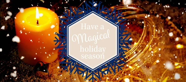 Snowflake Have Magical Holiday Season Smooth Christmas Lights Candle — Stock Photo, Image