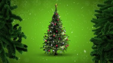 Noel ağacı ve kar dijital bileşik