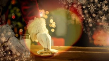 Kurabiye ve süt Noel ev ve parlak sıcaklık yemek Santa dijital bileşik