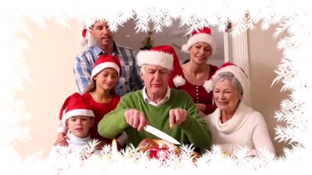 Aile Noel Yemeği Ağaç Kenarlıklı Dijital Bileşik — Stok video