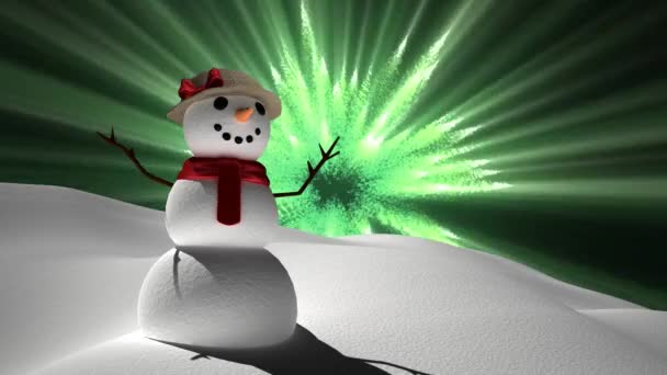 Composito Digitale Pupazzo Neve Con Luci Magiche — Video Stock