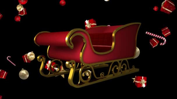 Composito Digitale Santa Slitta Caduta Regali Natale Caramelle — Video Stock