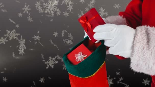 Digitale Composiet Van Santa Verpakking Geschenken Kous — Stockvideo