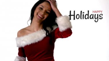 Mutlu tatiller metin ve seksi Santa kadın dijital bileşik