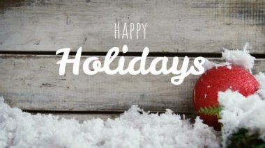 Mutlu tatiller metin ve Noel ahşap dijital bileşik