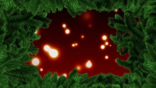 Compuesto Digital Borde Del Árbol Navidad Con Luces Brillantes — Vídeo de stock