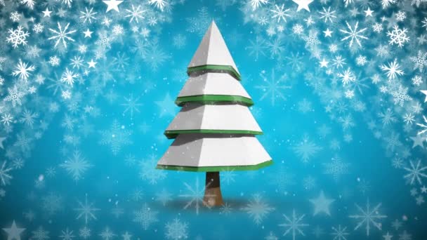 クリスマス ツリーと雪のデジタル合成 — ストック動画