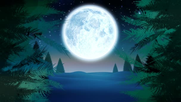 Cyfrowy Kompozytowy Choinek Santa Sanie Renifery Księżyc — Wideo stockowe