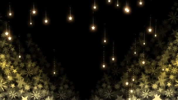 坠落恒星和圣诞雪花的数字合成 — 图库视频影像
