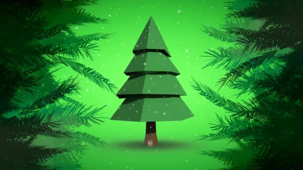 Digitaler Verbund Aus Weihnachtsbaum Und Grünen Zweigen — Stockvideo