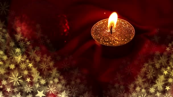 Compuesto Digital Vela Navidad Ardiendo Con Copos Nieve — Vídeo de stock