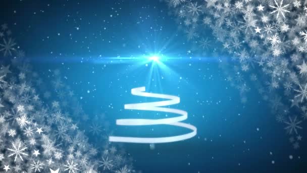 Ψηφιακός Σύνθετος Χριστουγεννιάτικο Δέντρο Και Νιφάδες Χιονιού — Αρχείο Βίντεο